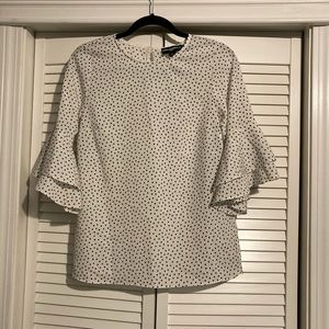 NWOT Karl Lagerfeld White with Black Polka Dot Top